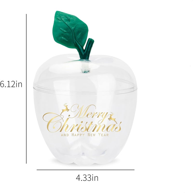 HANZE Large Clear Apple-Shaped Containers - Plastic Candy Filling Jar for Holiday Decorations, Back To School Teacher Appreciation Gift, Merry Christmas and Happy New Year Gift Boxes - 2 Pack - Image 3